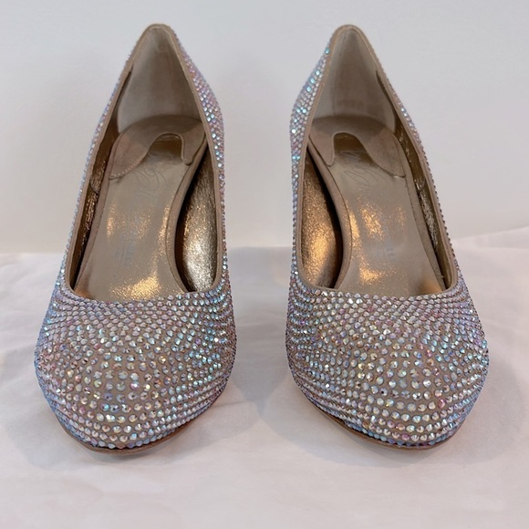 LE SILLA Leather and rhinestone bling platform pumps size 37 7 - Picture 2 of 7